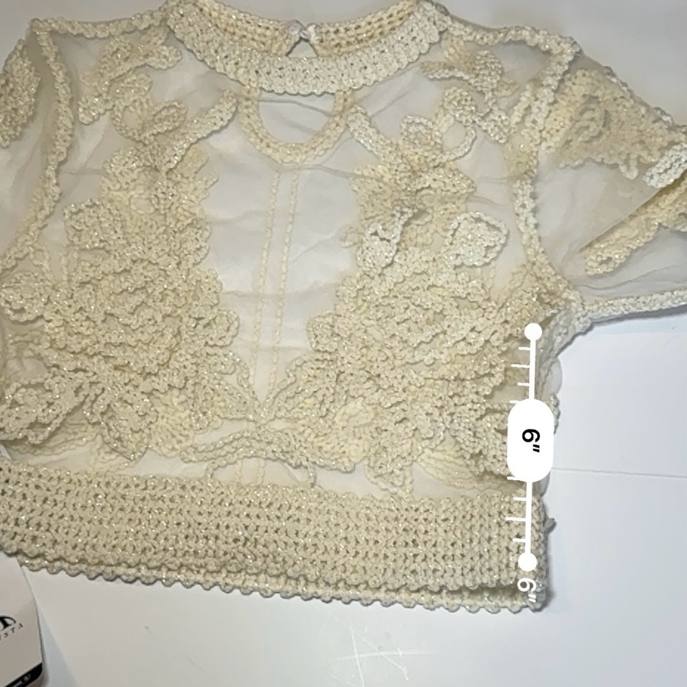 Anewsta Floral Top Crochet Mesh ivory size XS - Picture 8 of 10